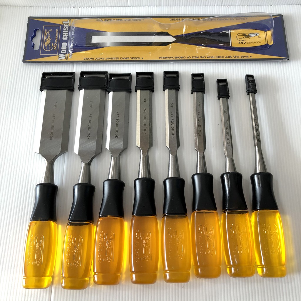 สิ่วไม้ ตราปลาหมึก(ของแท้) รุ่นงานหนัก ครบทุกเบอร์ สิ่ว เจาะ แกะสลัก ไม้ งานไม้ สิ่ว กลึงไม้ ช่างไม้