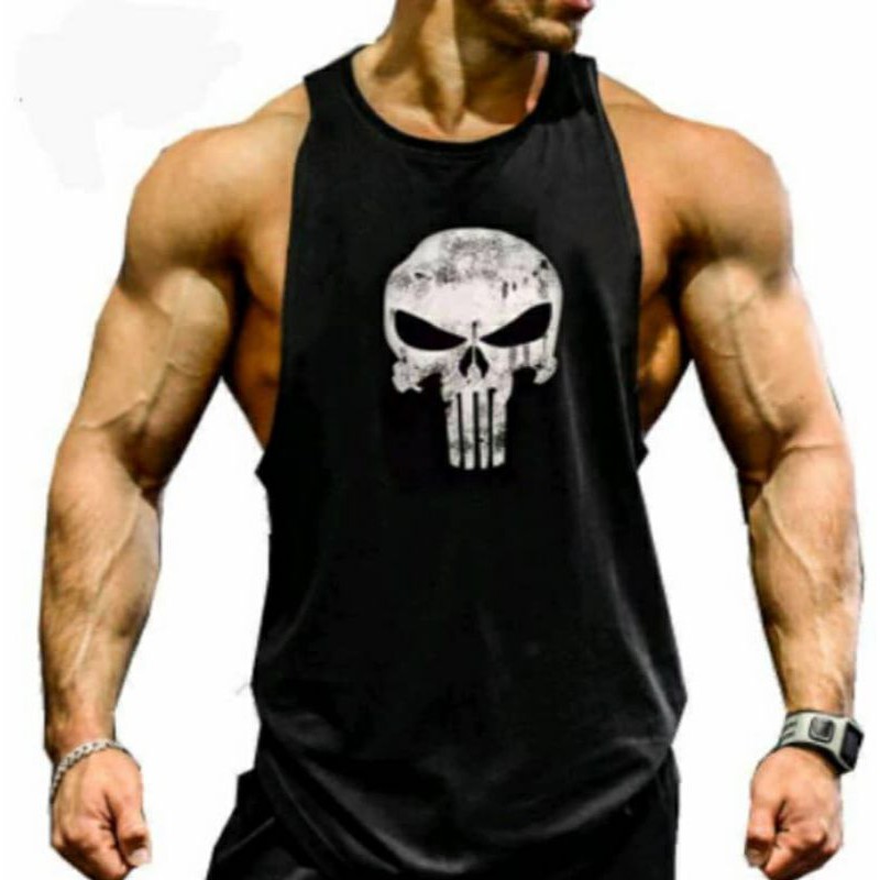 เสื้อกล้าม Punisher Tank Men Gym Shirt ผ้าฝ้าย 100%