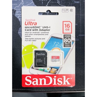 SanDisk Ultra 16GB Speed up to 80MB/s พร้อม adapter ของแท้