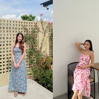 Sunday dress เดรสยาวพริ้วผ่าข้างเล็กน้อย โชว์หลัง ใส่ไปทะเล พร้อมส่ง