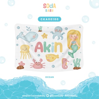 ผ้าห่มเด็ก 📌ใส่ชื่อได้ ลาย Mermaid &amp; Friends รหัส CKA00100 #SOdAbaby #CollectionOCEAN