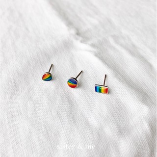 mini rainbow | ต่างหูจิ๊ว สายรุ้ง ( เงินแท้ )