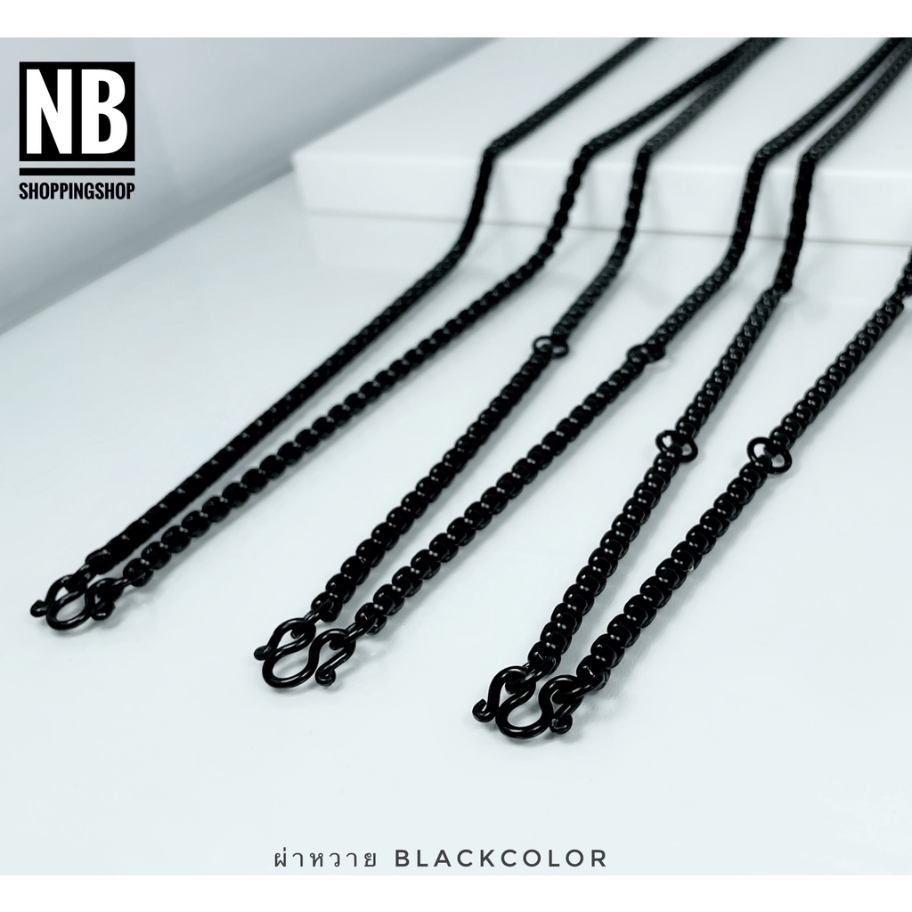 B-643 สร้อยคอสแตนเลสแท้ ผ่าหวาย กว้าง 4mm สีBlack color สร้อยพระ 1องค์ 3องค์ 5องค์ สร้อยคอแฟชั่น ไม่ลอก ใส่อาบน้ำได้
