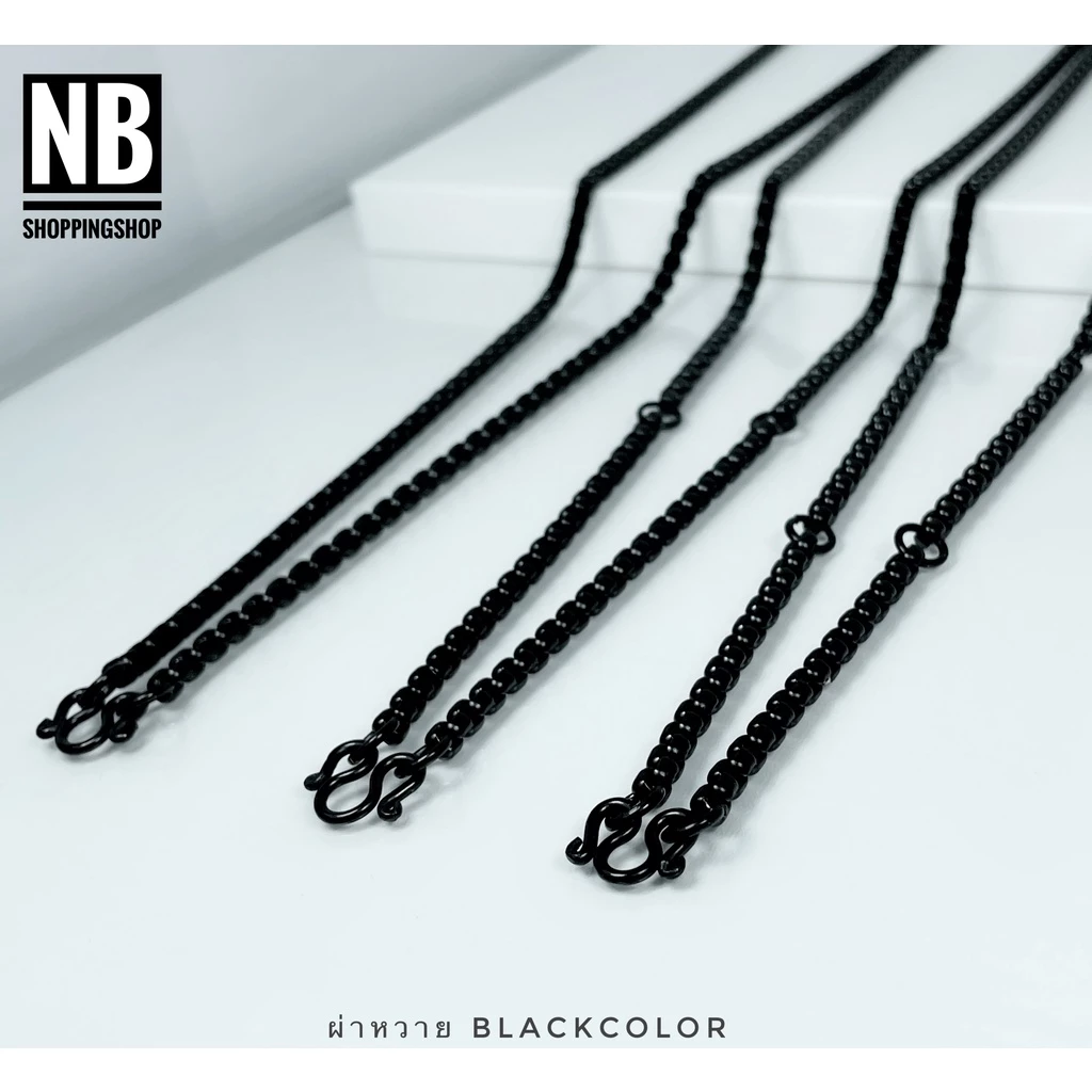 B-643 สร้อยคอสแตนเลสแท้ ผ่าหวาย กว้าง 4mm สีBlack color สร้อยพระ 1องค์ 3องค์ 5องค์ สร้อยคอแฟชั่น ไม่ลอก ใส่อาบน้ำได้