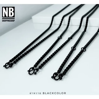 B-643 สร้อยคอสแตนเลสแท้ ผ่าหวาย กว้าง 4mm สีBlack color สร้อยพระ 1องค์ 3องค์ 5องค์ สร้อยคอแฟชั่น ไม่ลอก ใส่อาบน้ำได้