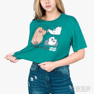 DOSH WOMENS CROPPED TOPS WE BARE BEARS เสื้อยืดทรงครอป ผู้หญิง 9DBBWT1021-GR