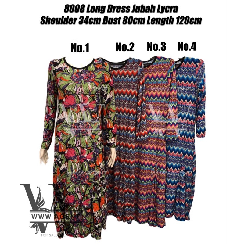 Rm6 8008 ชุดเดรสยาวคอรักษ์ Jubah Lycra