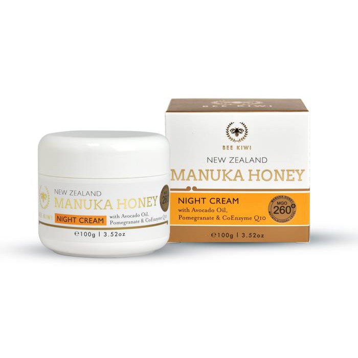 Bee Kiwi Manuka Honey Night Cream 100ml.  ครีมน้ำผึ้งมานูก้า ไนท์ครีมสูตรลดเลือนริ้วรอย ป้องกันสิว สำหรับผิวแพ้ง่าย