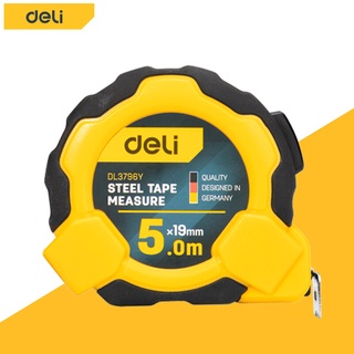 Deli ตลับเมตร ตลับเมตรหุ้มยาง หนาอย่างดี ตลับเมตรพกพา 3/5เมตร มาพร้อมตัวล็อคสายวัด มีที่หนีบเข็มขัด