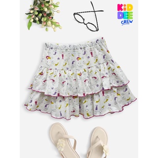 KiddeeCrew กระโปรงเด็ก กระโปรงสั้นครีมลายนางเงือกชมพูเหลือง Cream short skirt, mermaid pattern, pink, yellow เหมาะสำหรับ