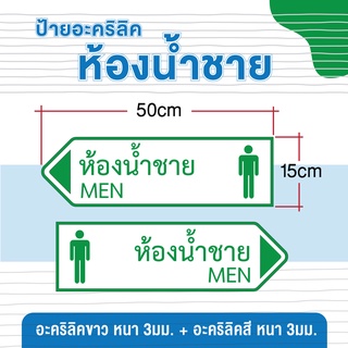 ป้ายห้องน้ำชาย อะคริลิค ขนาด 50*15 ซม.