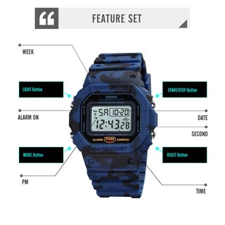 Skmei นาฬิกาข้อมือดิจิตอลกันน้ํา 12 / 24 ชั่วโมง Led Chronograph