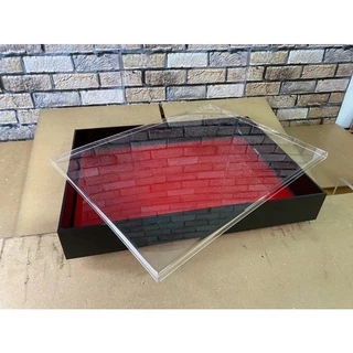 (เฉพาะฝาครอบ)ฝาปิดถาดซูชิแข็งแรงแบบดัดขอบ35x26cm ขนาดวัดด้านนอกของถาด