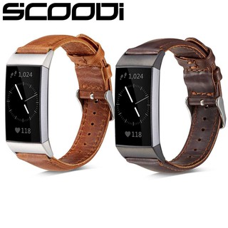 สายหนังหุ้มหนังแท้แบบ Retro Cowhide สำหรับ Fitbit charge3 Smart Watch