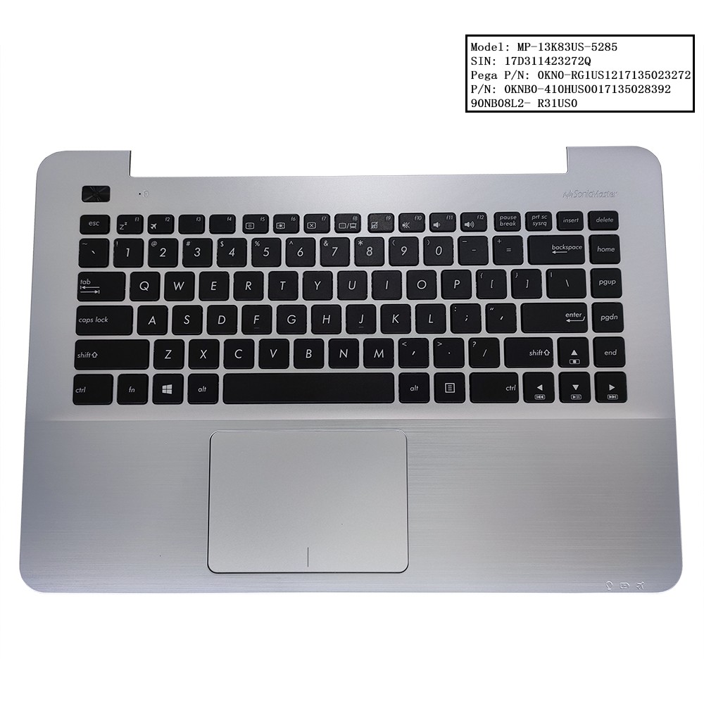 95% ใหม่แป้นพิมพ์ภาษาอังกฤษสําหรับ X455L A455 K455 คีย์บอร์ดทอง Palmrest Top Case X455 LA X455LD X45