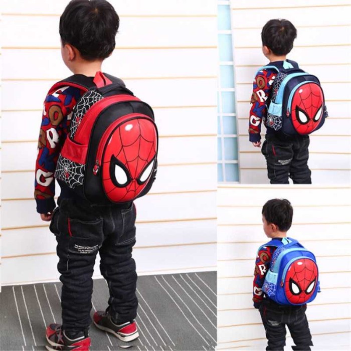 W3R Spiderman Model Childrens School Backpack/Spider Man Superhero Character Motif School Backpack f