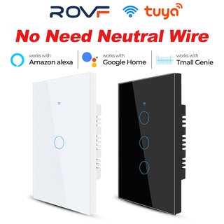 Rovf tuya แผงสวิตช์ไฟอัจฉริยะ Wifi 110V-220V 1 2 3 เปิดปิดหน้าจอ สําหรับ Alexa Google Home