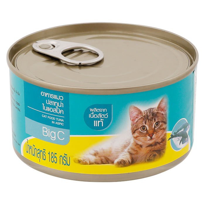 🔥*พร้อมส่ง*🔥 บิ๊กซี อาหารแมว รสปลาทูน่าในแอสปิค 185 ก. BIG C Cat Food Tuna in Aspic 185 g.