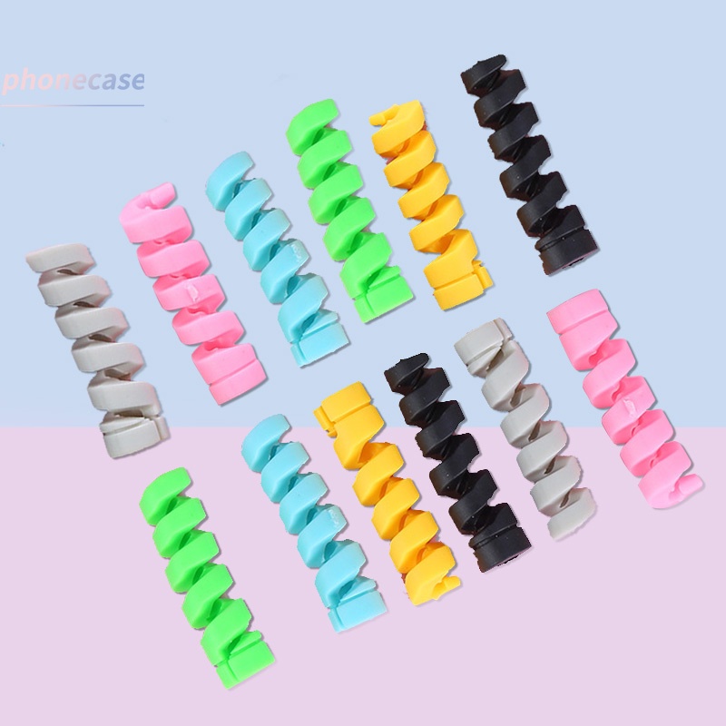 Convenient Spiral Cable Protector Data Line Silicone Bobbin Winder Protective Android USB Charging Cable