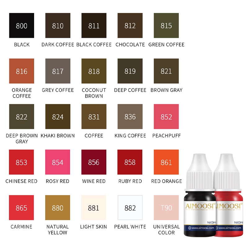 [AIMOOSI] เม็ดสีไมโครเบลด 3 มล. สำหรับสักถาวร แต่งหน้า ขายส่งเม็ดสีสักคิ้ว สักปาก สักตา เนื้อครีมบางเบา สีชัด ติดทนนาน ไม่เลอะไม่ซึม ใช้งานง่าย