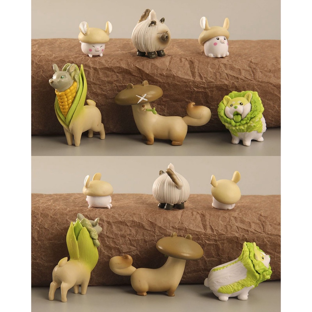 ตุ๊กตาหมาแมวในร่างผัก ชุดละ 6-8 ตัว ตุ๊กตาหน้ารถ ตุ๊กตาโต๊ะคอม กาชาปอง ส่งจากไทย - รูปที่ 2