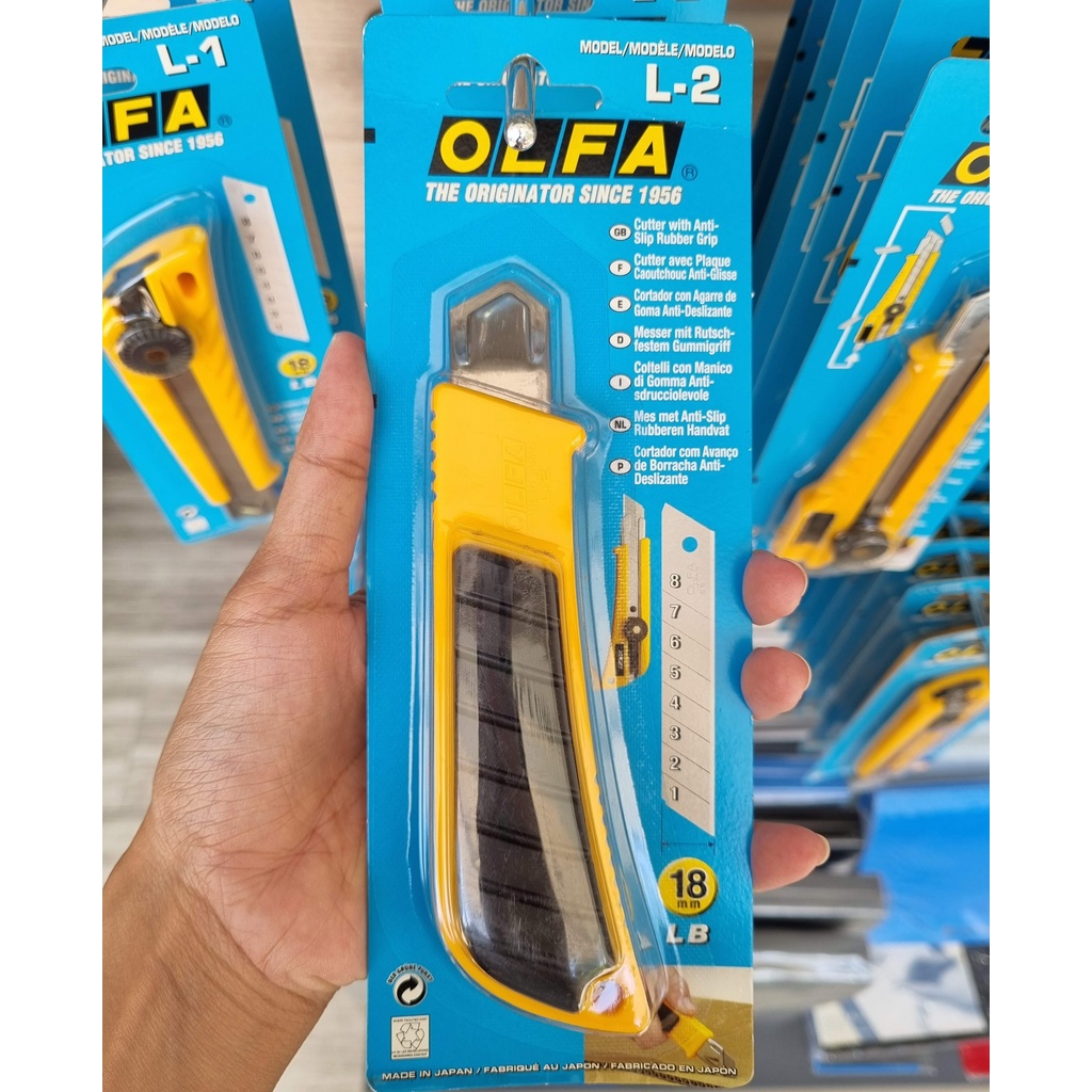 OLFA มีดคัตเตอร์ L-2 ขนาด 18 มม.คัตเตอร์สำหรับงานหนักพร้อมที่จับยางกันลื่น