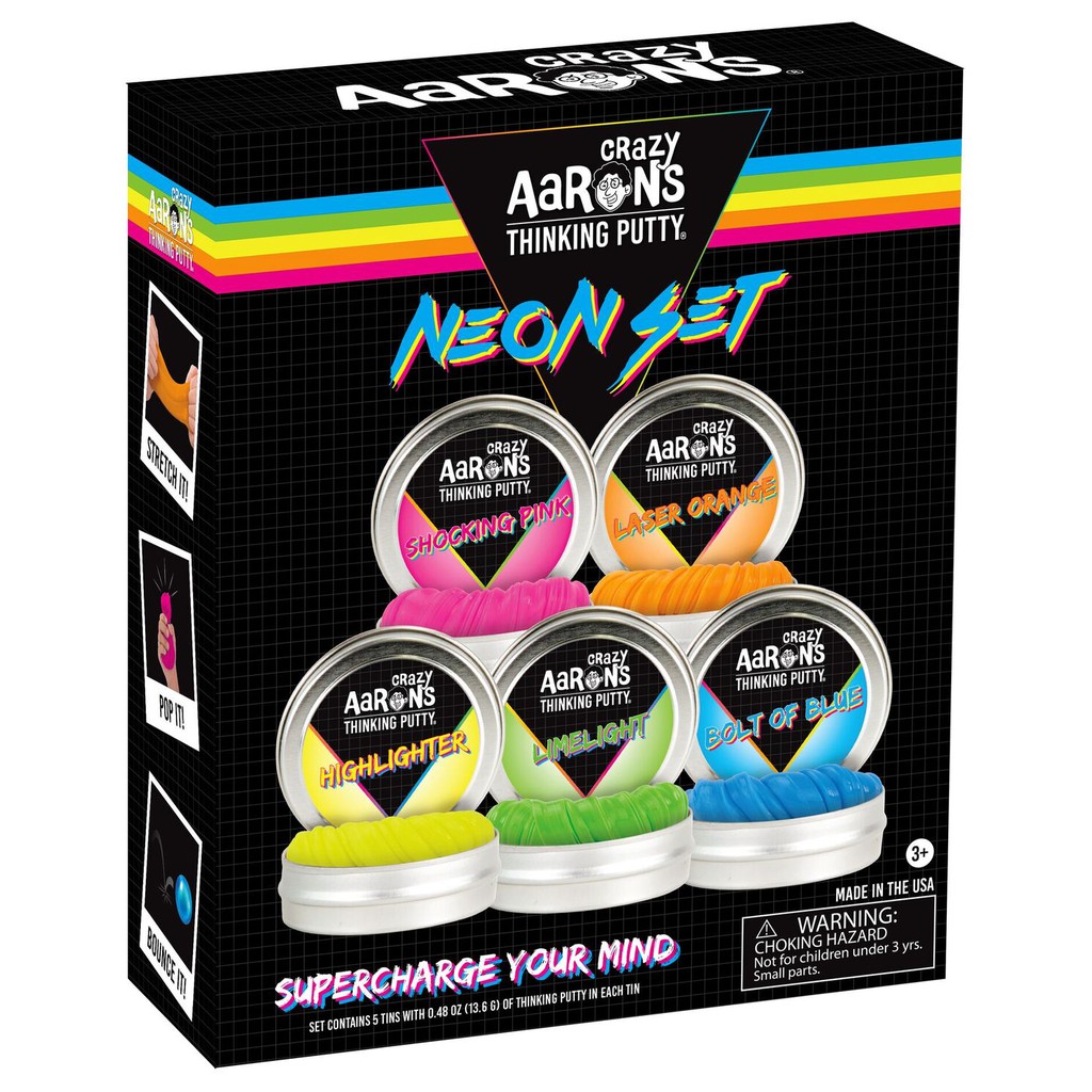 Crazy Aaron's Thinking Putty รุ่น NEON SET สีสะท้อนแสง ดินน้ำมันวิทยาศาสตร์