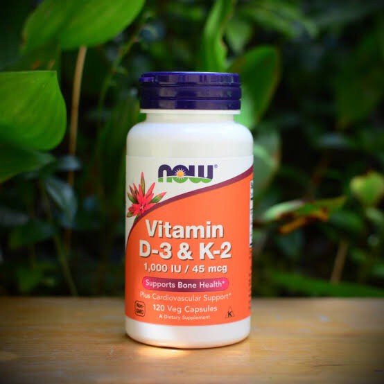 Vitamin D3 & K2 (MK-4) 1,000 IU / 45 mcg, 120 Veg Capsules (Now Foods) Plus C 3mg, Kosher ช่วยบำรุงก