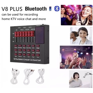 V8 PLUS Audio Live Sound Card for Phone Computer USB Headset Microphone Webcast-(Bluetooth)