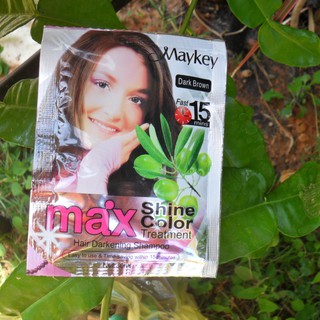 แชมพูเปลี่ยนสีผม สีน้ำตาลเข้ม Maykey Dark Brown Max Shine Color Hair Darkening Shampoo