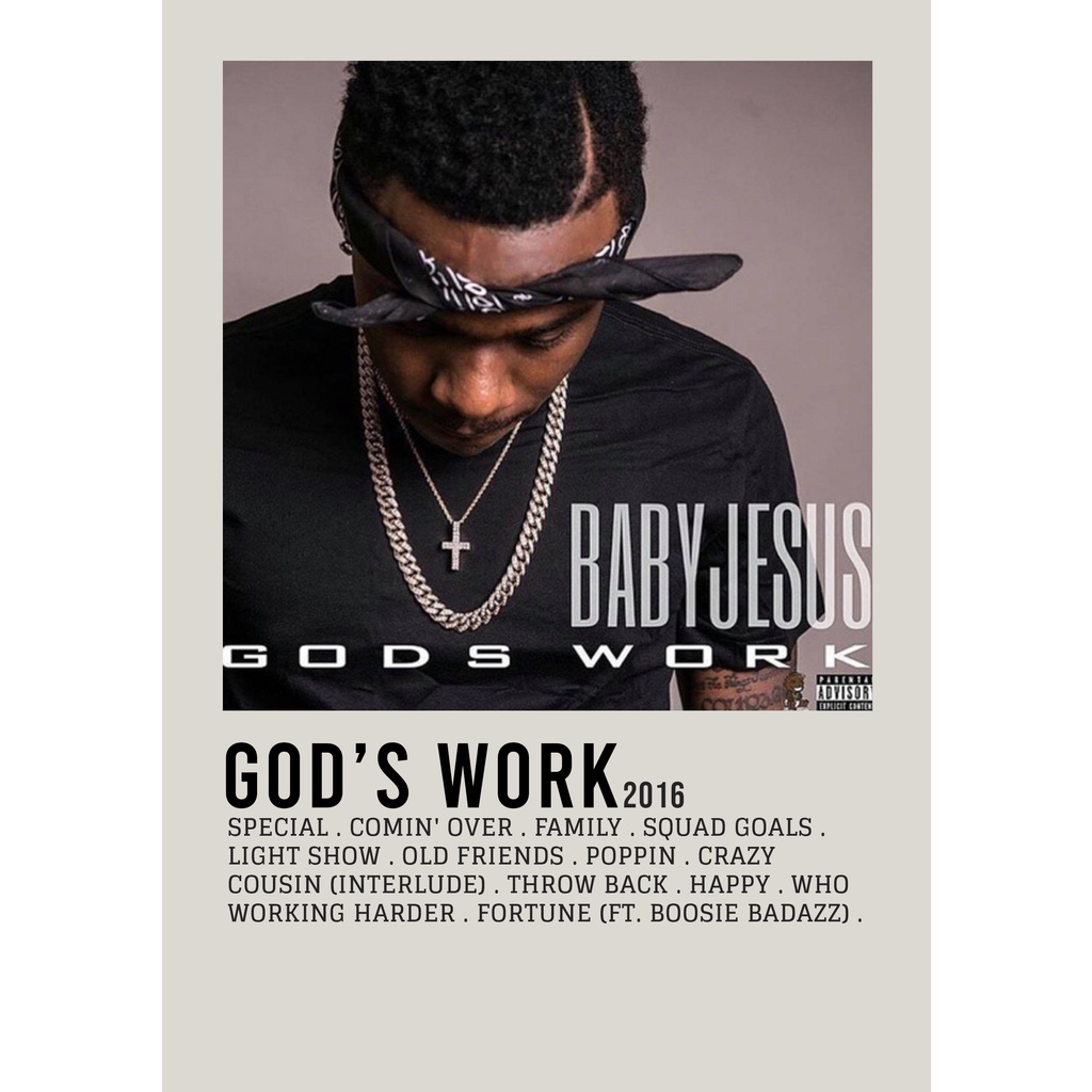 ฝาครอบโปสเตอร์ อัลบั้ม Gods Work by DaBaby for Room/Barber Gym
