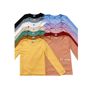 เสื้อคอกลมแขนยาว สีพื้นผ้าร่อง มีบริการเก็บเงินปลายทาง