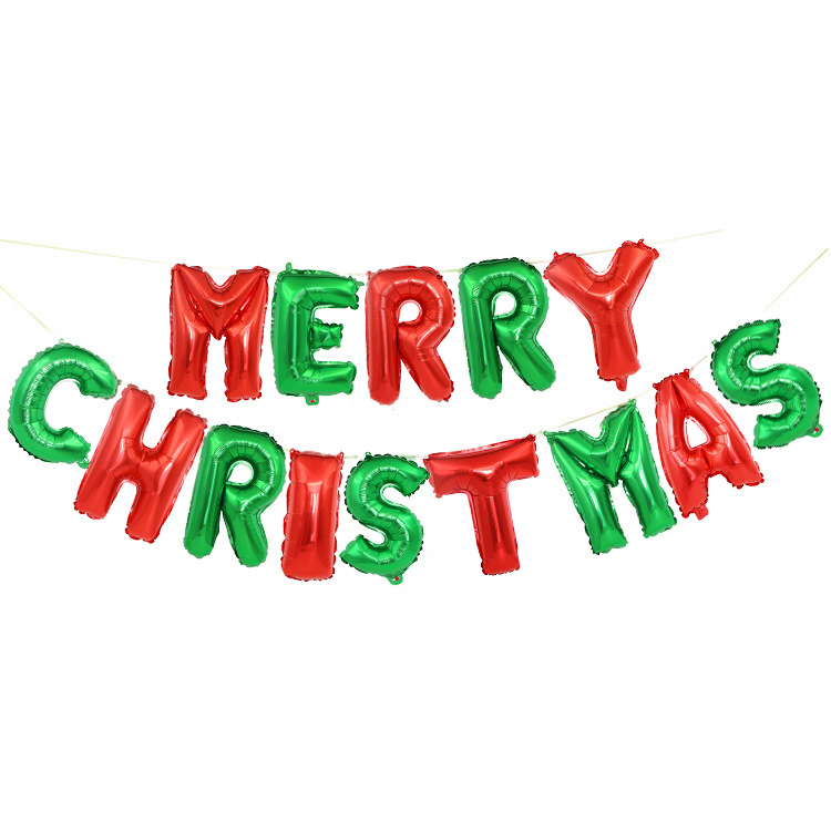 Merry Christmas Party ตกแต่งตัวอักษร Multicolor ฟอยล์ Ballons แขวนธงแบนเนอร์บอลลูน String อุปกรณ์ตกแต่งคริสต์มาส