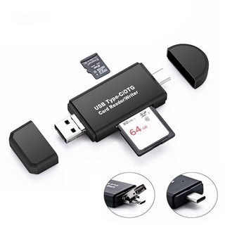 3 in 1 อะแดปเตอร์การ์ดรีดเดอร์ Type C Micro USB OTG TF SD Android OTG สําหรับคอมพิวเตอร์ Android