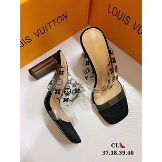 ***เชคสินค้าก่อนสั่งซื้อ***พร้อมส่งรองเท้าส้นแก้ว LOUIS VUITTON พื้นปั๊มแบรนด์ สูง2.5”/4”นิ้ว