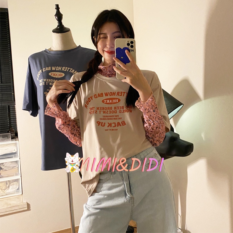 MIMI&DIDI.เสื้อยืด oversize เสื้อผ้าวินเทจ แฟชั่น#3218