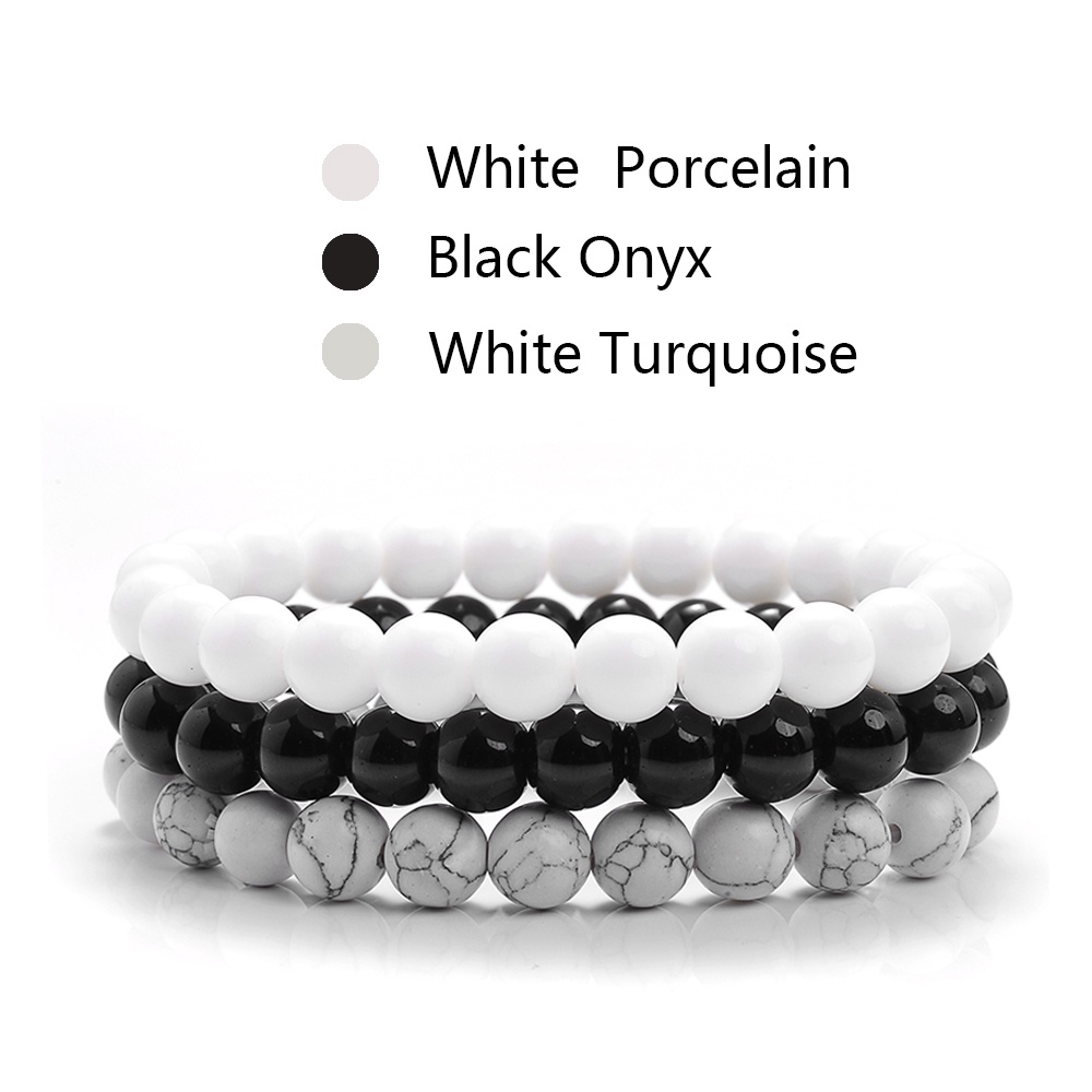 ชุดสร้อยข้อมือหินธรรมชาติ 8 มม. โรโดไนท์ โรสโกไนท์ โรสพิงค์ ควอตซ์ เทอร์ควอยซ์ อเมทิสต์ เฮมาไทต์ สร้อยข้อมือ สําหรับผู้หญิง ผู้ชาย ของขวัญเครื่องประดับ 3 ชิ้น / ชุด - รูปที่ 7