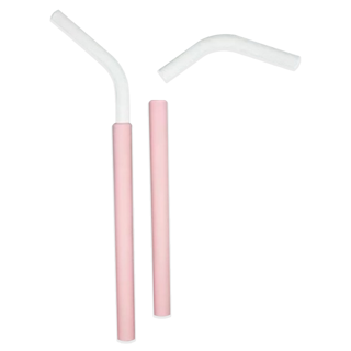 Set Of 2  Two-Tone Silicone Straws ชุดหลอดซิลิโคนปลายขาว 2 หลอด (1P, 2P)