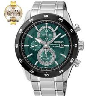 SEIKO Criteria Solar Chronograph Mens Watch สายสแตนเลส หน้าสีเขียว รุ่น SSC537P1