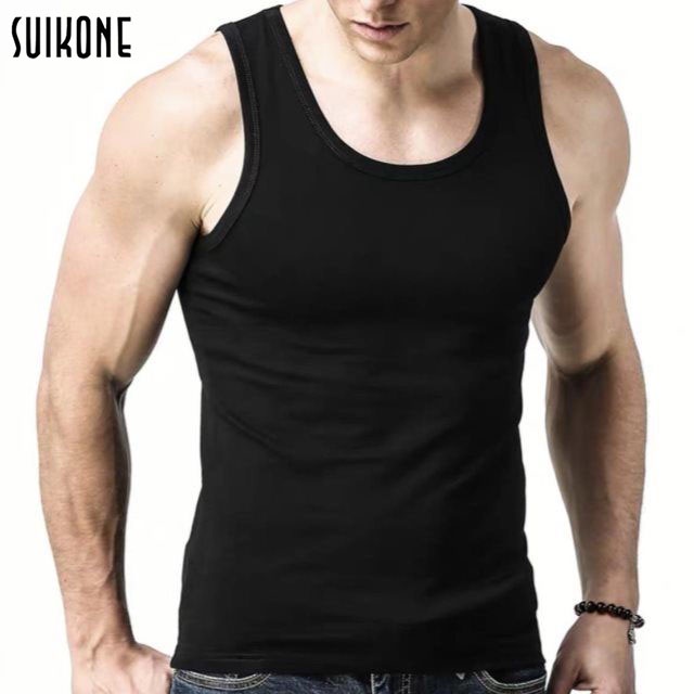 Suikone เสื้อกล้ามกีฬาผ้ายืดสำหรับผู้ชาย,เสื้อกั๊กผ้าฝ้ายคลุมสะโพกสำหรับใส่ออกกำลังกายฤดูร้อนซับเหงื่อและอเนกประสงค์