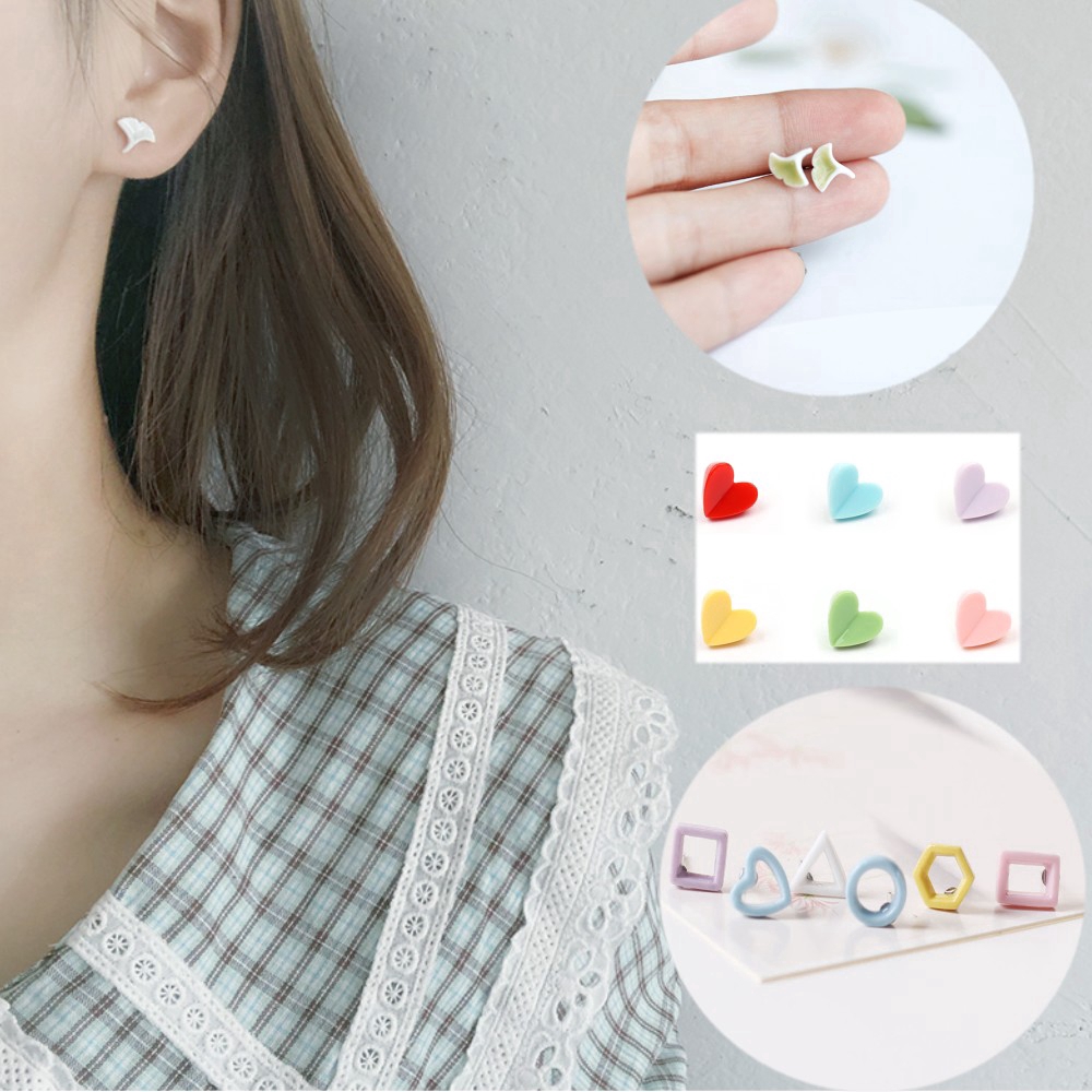Ready Stock Korean Women's Earrings,Simple Ceramic Stud Earrings