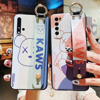 เคสโทรศัพท์มือถือ ลายหมีรุนแรง พร้อมสายคล้องมือ สีตัดกัน สําหรับ Samsung Galaxy note 8 9 10 plus lite note20 ultra s8 s9 s10 s20 plus s21 s22 s23 ultra s20fe s21fe