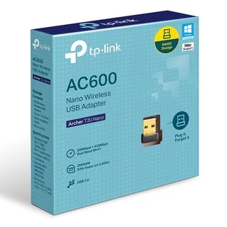 ยูเอสบีไวไฟ TP-LINK (Archer T2U Nano) AC600 Dual Band Wireless USB Adapter 5GHz, 2.4GHz