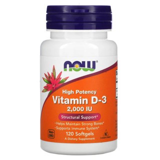 Now Foods, Vitamin D3 2000 IU 50 mcg [ 120 Softgels ] vitamin d3 puritan , d-3 , วิตามินดี3