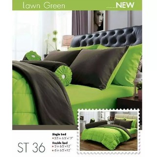 ชุดผ้าปูที่นอนสีทูโทน ไม่รวมผ้านวม ลาย ST36 (Green)