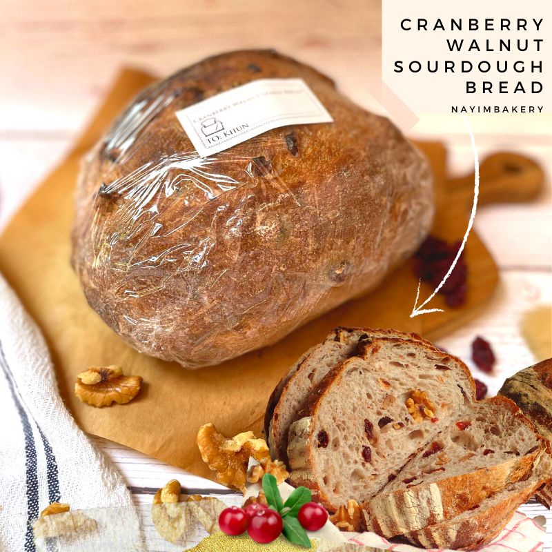 Nayimbakery Cranberry Walnut Hybrid Sourdough น้ำหนัก 400g.