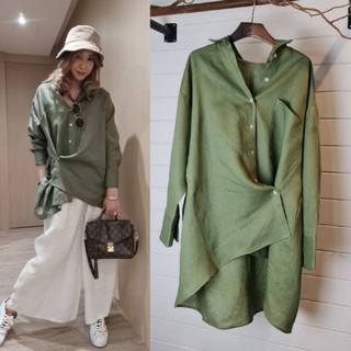 [ใส่โค้ด INC99SH2 ลดทันที 200.-] เสื้อเชิ้ตลินิน กระดุมป้ายสีเขียว