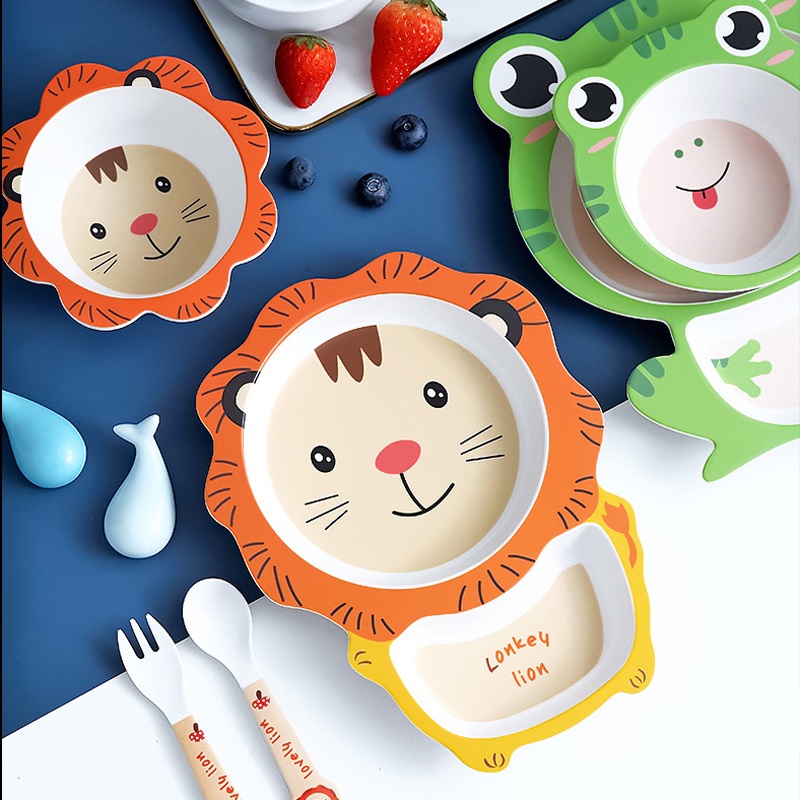 COD✨จานข้าวเด็ก 5ชิ้น จานข้าวลายการ์ตูน ชุดจานข้าวเด็ก เหมาะสำหรับเด็ก สไตล์การ์ตูน - รูปที่ 5