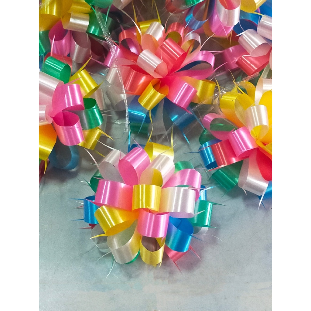 โบว์ตะกร้อสีรุ้ง โบว์ของขวัญสีรุ้ง โบว์สีรุ้ง