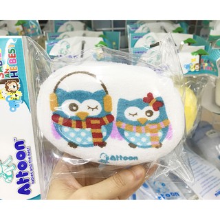 ฟองน้ำเด็ก ฟองน้ำหุ้มผ้าขนหนู ทรงรี ลายการ์ตูน ATTOON Baby Cotton Bathing Sponge / 1 ชิ้น